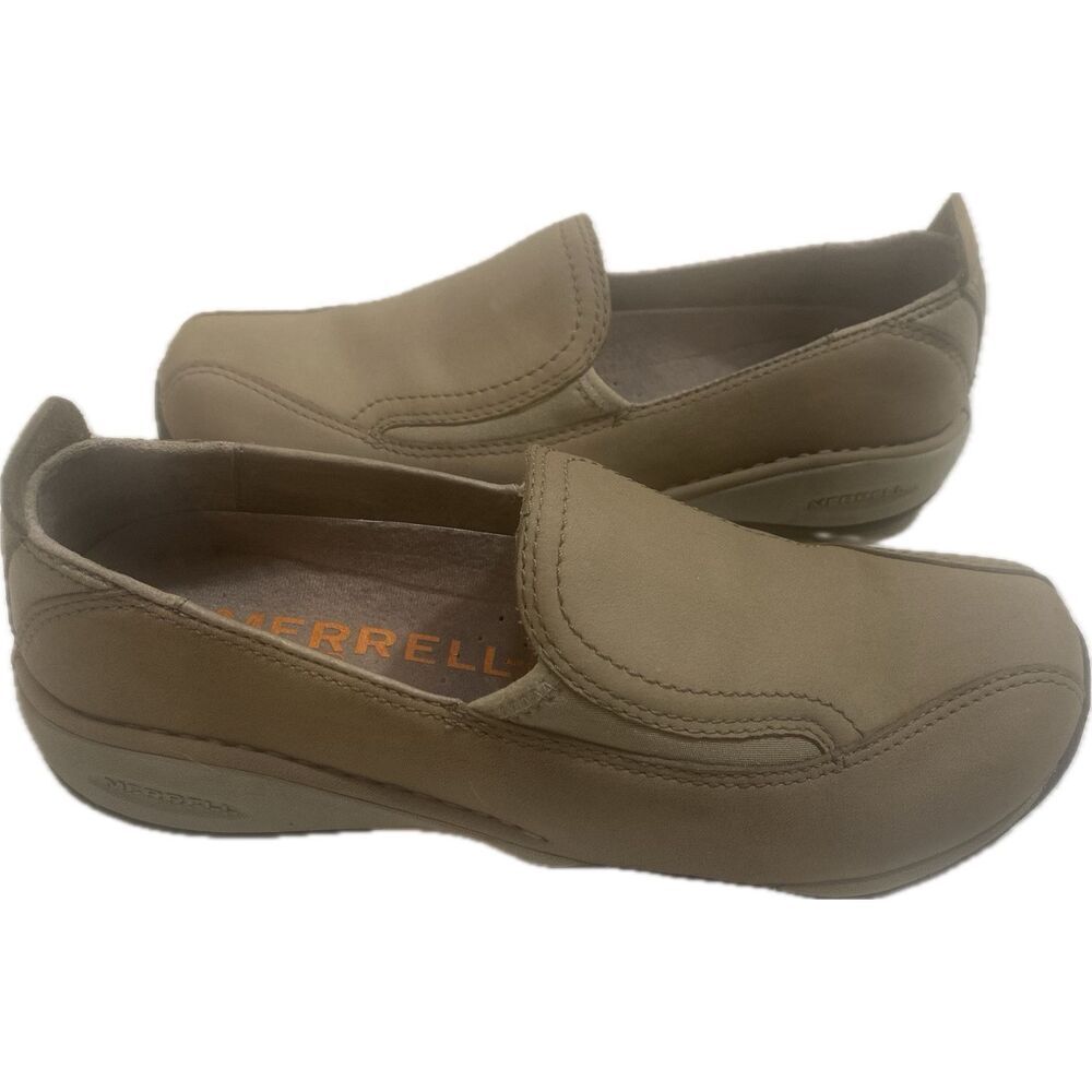 Merrell Womens Taupe Nubuck Primo Moc II Plateau 63666 Slip On Shoes Size 8.5